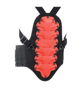 Red Molded Shell Motorcycle Spine Protector – Adjustable Strap Back Armor Guard