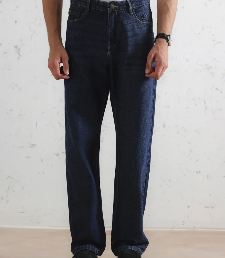 Men’s Dark Indigo Washed Straight Leg Denim Jeans