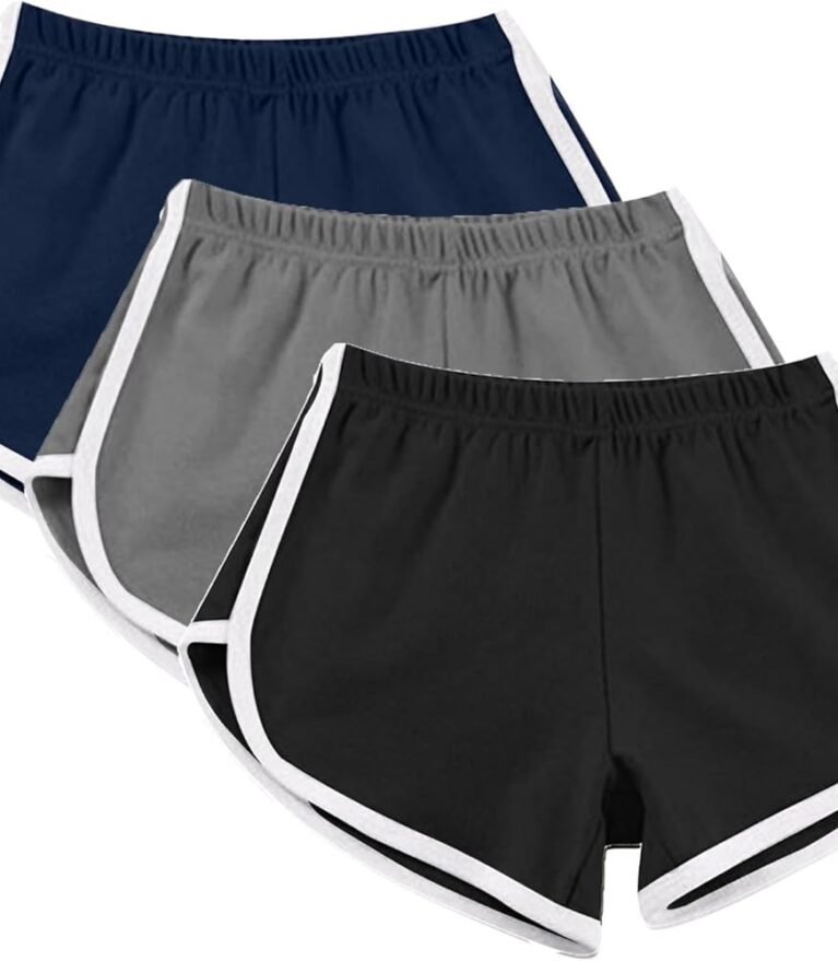 Women's Athletic Running Shorts 3-Pack – Contrast Binding Dolphin Gym Shorts