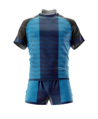 Pro-Performance Navy & Sky Blue Textured Rugby Kit – Breathable Team Jersey Set
