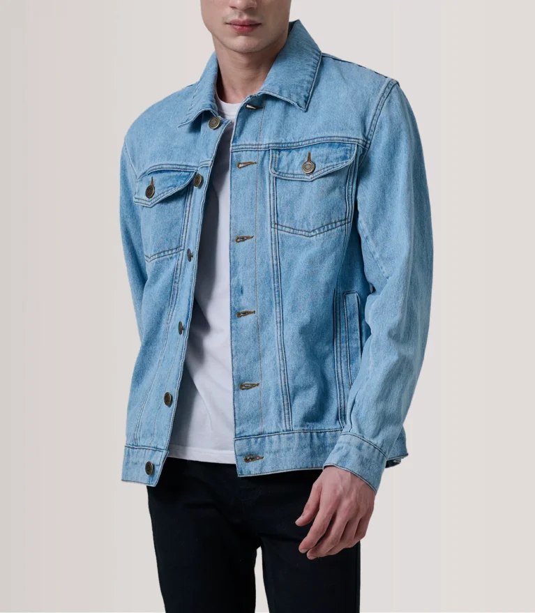 Men’s Light Wash Casual Denim Trucker Jacket