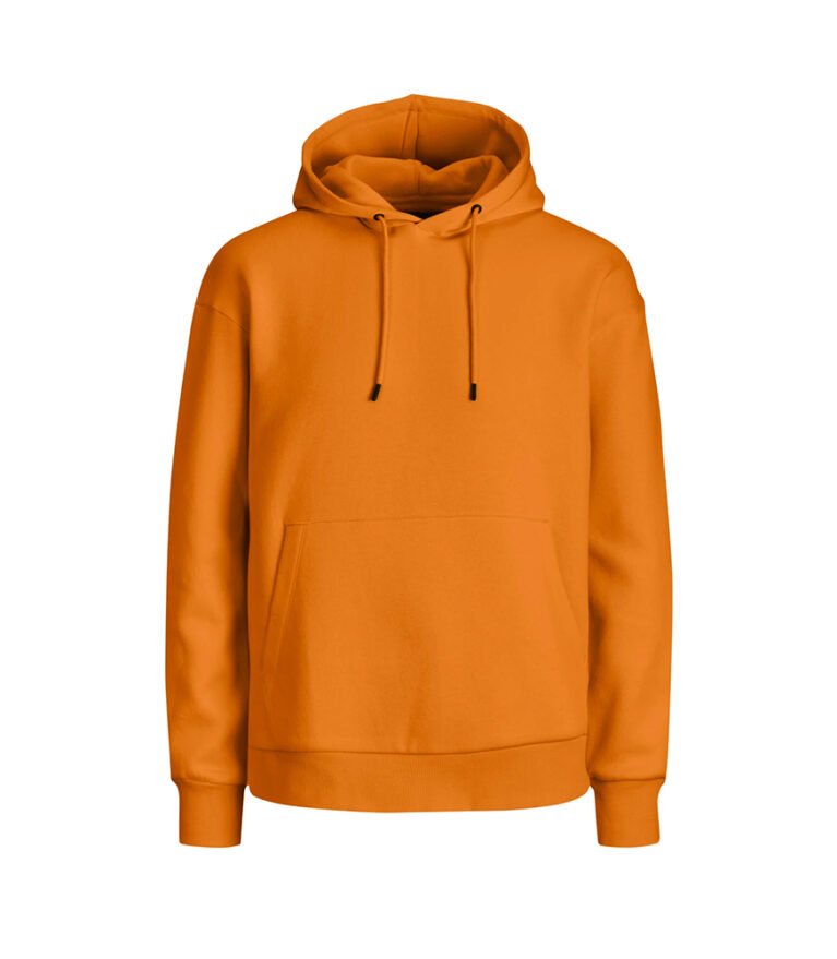 Unisex Orange Desert Sun Fleece Hoodie – Classic Plain Oversized Pullover Sweatshirt