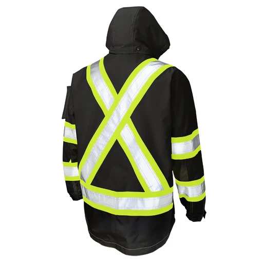 Men’s Waterproof Ripstop Hi-Vis Safety Jacket – Reflective X-Back Workwear Parka