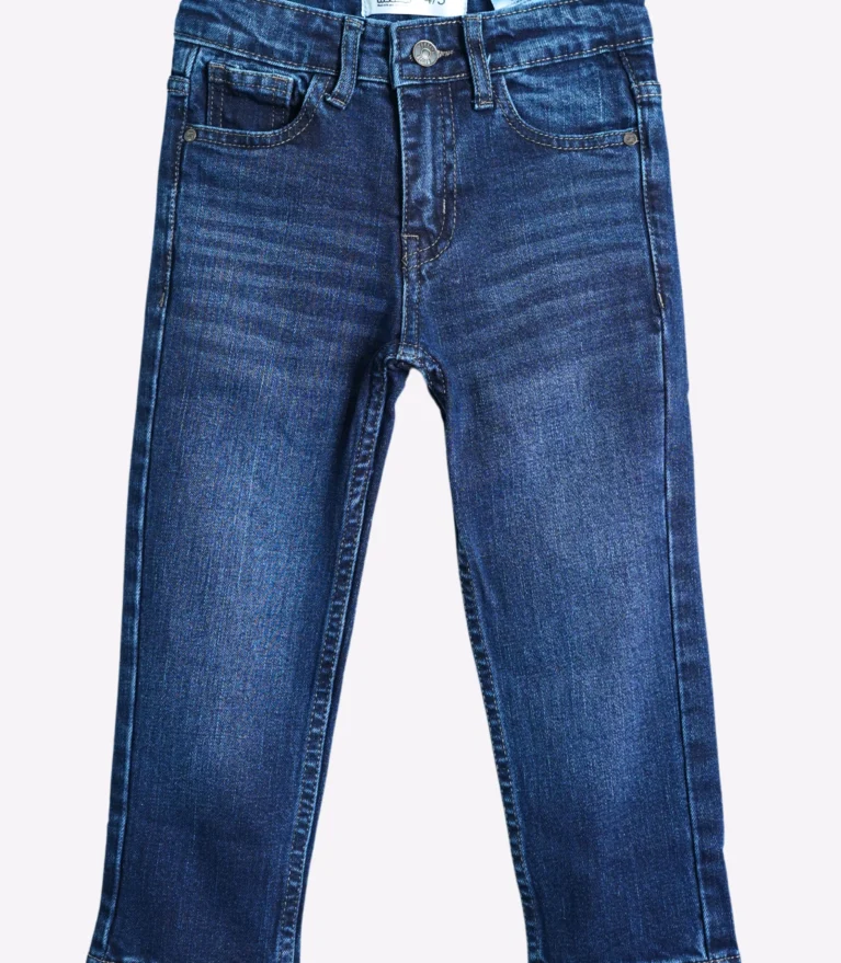 Boys' Dark Wash Straight Fit Denim Jeans – Kids Stretch Cotton Pants