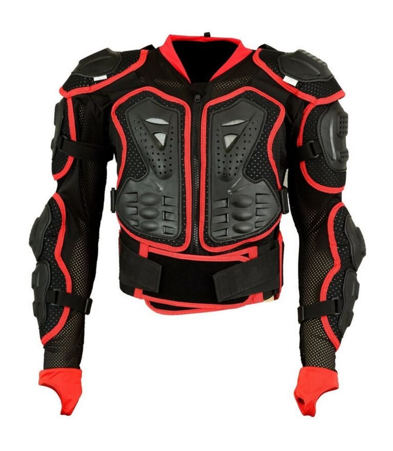 Red Accent Motorcycle Body Armor Jacket – High-Impact Chest & Spine Guard
