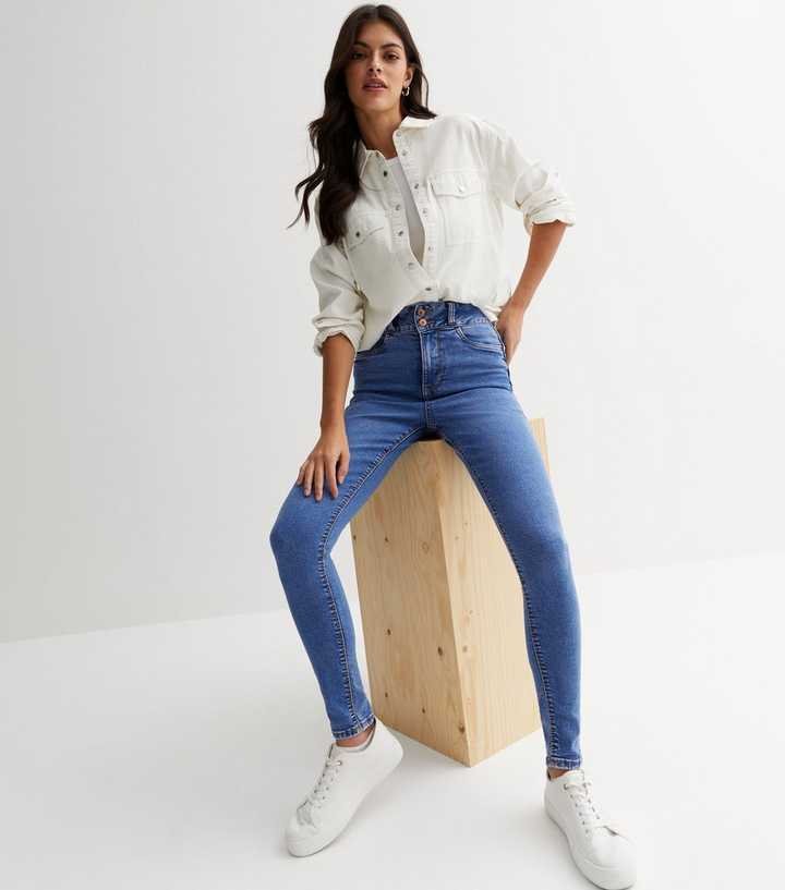 Women’s High-Waisted Bright Blue Lift & Shape Skinny Denim Jeans
