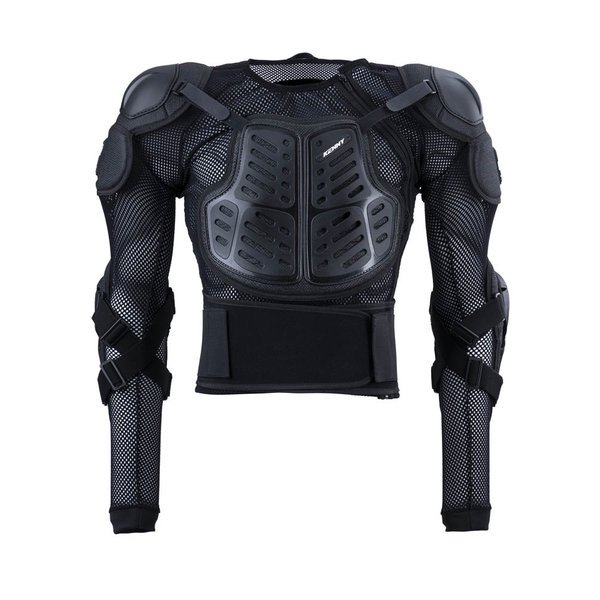 Men’s All-Black Motorcycle Armor Jacket – Breathable Mesh Chest, Spine & Elbow Guard